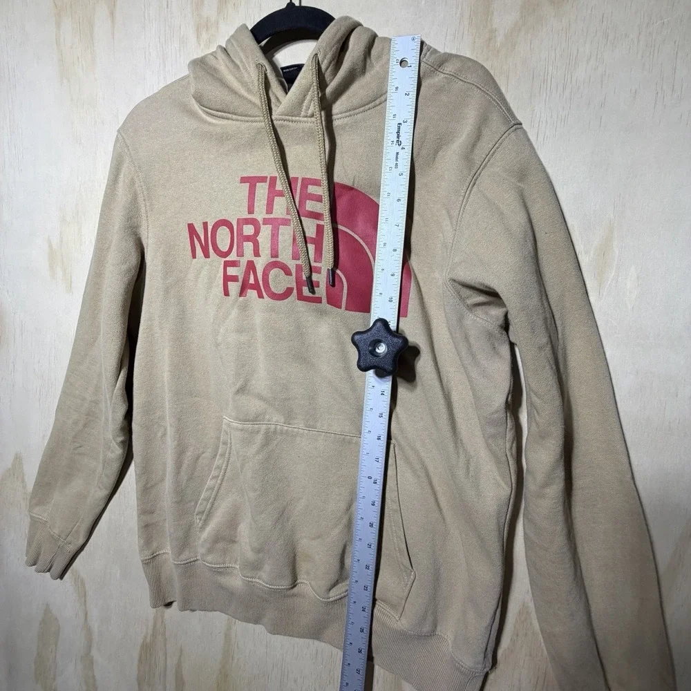 The‎ North Face Hoodie Mens Medium Tan Pink Logo Pullover Sweatshirt Casual